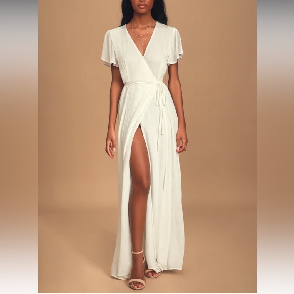 Heart of Marigold White Wrap Maxi Dress